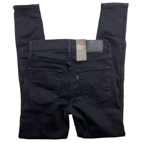 Levi's Premium 720 Super Skinny Jeans‎ Women's 24 XS Black High-Rise NEW - Picture 2 of 15